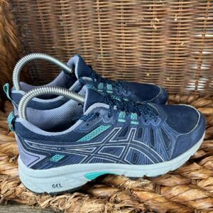 Asics Sz 6.5 W Women's Black Silver Gel-Venture Trail Running Shoes Sneakers